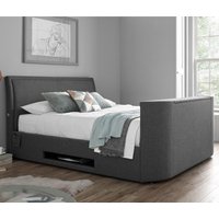 Ardwick - KIng Size - Side-Opening Ottoman Storage Media TV Bed - Grey - Fabric - 5ft - Happy Beds