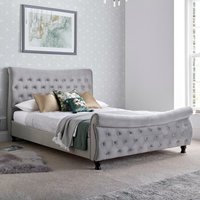 Oxford - King Size - Sleigh Bed - Grey - Velvet - 5ft - Happy Beds