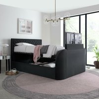 Sherlock - Super King Size - Side-Opening Ottoman Storage Electric TV Bed - Grey - Velvet - 6ft - Happy Beds