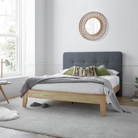 Ander - King Size - Grey - Fabric and Wooden - Low Foot-End Bed - 5ft - Happy Beds