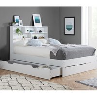 Alfie - King Size - Bookcase Storage Bed - Underbed Storage - White - Wooden - 5ft - Happy Beds