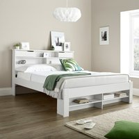 Fabio - King Size - Bookcase Storage Bed - White - Wood - 5ft - Happy Beds