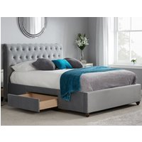 Marlow - Double - 2 Drawer Storage Bed - Grey - Velvet - 4ft6 - Happy Beds