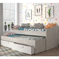 Terrassa - Single - Guest Bed - Oak and White - Wood - 3ft - Happy Beds