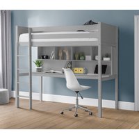 Titan - Single - Kids High Sleeper - Desk and Storage - Light Grey - Wooden - 3ft - Happy Beds