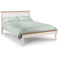 Salerno - Ivory White and Oak Finish Wooden Bed Frame - 4ft6 Double - Happy Beds