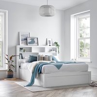 Arizona - Double - Bookcase Ottoman Storage Bed - White - Wooden - 4ft6 - Happy Beds