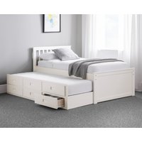 Maisie - Single - Captains Guest Bed - White - Wood - 3ft - Happy Beds