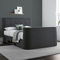 Eston - King Size - Ottoman TV Bed - Grey - Fabric - 5ft - Happy Beds