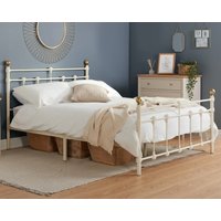Atlas - Small Double - Cream & Brass Metal Bed Frame - Small Double -Happy Beds
