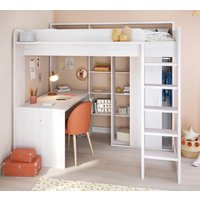 Higher - Single - Kids High Sleeper Bed - White - Wood - 3ft - Happy Beds