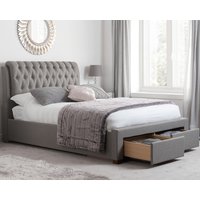 Valentino - Double - 2-Drawer Storage Bed - Grey - Fabric - 4ft6 - Happy Beds