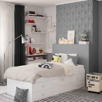 Arctic - Single - Kids Low Sleeper 4 Drawer Storage Bed - White - Wood - 3ft - Happy Beds