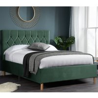 Loxley - Double -Green - Velvet - 4ft6 - Happy Beds