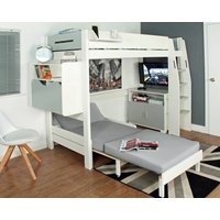 Urban - European Single - High Sleeper with Folding Desk, Combi Chest and Chair Bed - Grey - Wooden - 3ft - Happy Beds