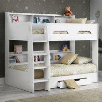 Orion - Single - Kids Bunk Bed - Storage - White - Wood - 3ft - Happy Beds