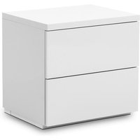 Monaco - High Gloss 2 Drawer Bedside Table - White - Wooden - Happy Beds