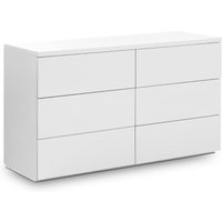 Monaco - High Gloss 6 Drawer Chest - White - Wooden - Happy Beds