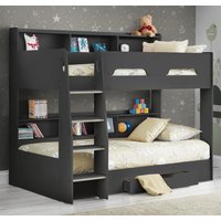 Orion - Single - Kids Bunk Bed - Storage - Dark Grey - Wooden - 3ft - Happy Beds