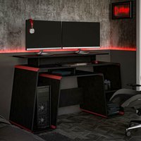 Onyx - Storage Gaming Desk - Black/Red - Wooden - Happy Beds