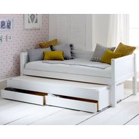 Nordic - Single - Groove Day Bed with Guest Bed and Storage Drawers - White - 3ft - Happy Beds
