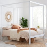 Mercia - King Size - Four-Poster Bed - White - Wooden - 5ft - Happy Beds