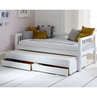 Nordic - Single - Slatted Day Bed with Guest Bed and Storage Drawers - White - 3ft - Happy Beds