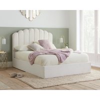 Monaco - Double - Boucle Ottoman Storage Bed - White - Fabric - 4ft6 - Happy Beds