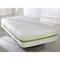 Starlight Beds 20cm Deep White and Green Border Quilted Memory foam and Open Coil Spring Mattress - 5ft King Mattress (150cm by 200cm)