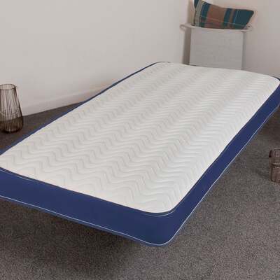 Starlight Beds™ Cool Touch Finish 7" Deep Children's Memory Foam with Spring Blue Border Mattress - 2ft6 by 5ft9 Shorty Mattress (75cm by 175cm)
