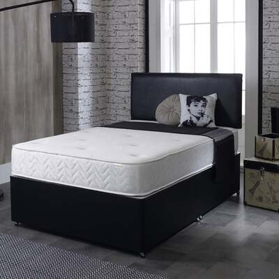 Starlight Beds™ Hand Tufted Luxurious Finish 8" Deep Memory Foam with 13.5g Spring White Mattress - 4ft6 Double Mattress (135cm by 190cm)