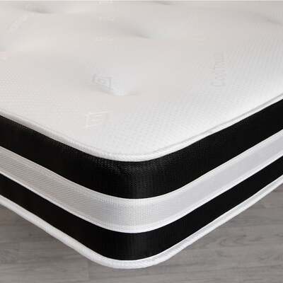 Starlight Beds™ Hand Tufted Finish 8.5" Deep Luxurious Memory Foam with Spring White and Black Mattress - 3ft Single Mattress (90cm by 190cm)