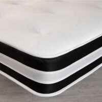 Starlight Beds™ Hand Tufted Finish 8.5" Deep Luxurious Memory Foam with Spring White and Black Mattress - 4ft6 Double Mattress (135cm by 190cm)