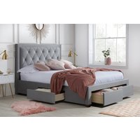 Woodbury Grey Fabric 4 Drawer Storage Bed, Double
