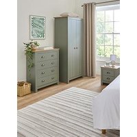 Very Home Atlanta 3 Piece Bedroom Furniture Set - 2 Door Wardrobe, 4 Drawer Chest And 2 Drawer Bedside Chest - Green/Oak