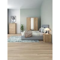 Very Home Lisson 3 Piece Bedroom Furniture Set - 3 Door Mirrored Wardrobe, 5 Drawer Chest And 2 Drawer Bedside Table - New Oak - Fsc&Reg; Certified