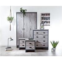Gfw Boston 4 Piece Package - 3 Door Wardrobe, 4 Drawer Chest, 2 Bedside Chests - Grey