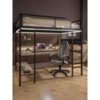 Xr Living Denver High Sleeper With Wireless Charging And App Controlled Led Lights - Double - Oak/Black