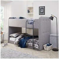 Very Home Charlie Fabric Bunk Bed With Mattress Options (Buy And Save!) - Grey - Bed Frame With 2 Premium Mattresses