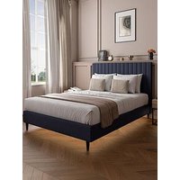 Xr Living Maisie Velvet Bed Frame With Under Frame Led Lights - Navy