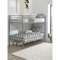 The Very Collection Domino Metal Bunk Bed Frame With Mattress Options - Ladder And Guard Rail On Top Bunk - Bunk Bed Frame With 2 Premium Mattresses