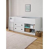 Very Home Jackson Mid Sleeper Bed With Drawers, Shelving And Mattress Options (Buy & Save!) - Bunk Bed With Standard Mattress